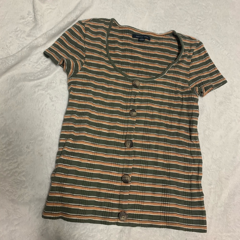 AE Ribbed Button Up Top